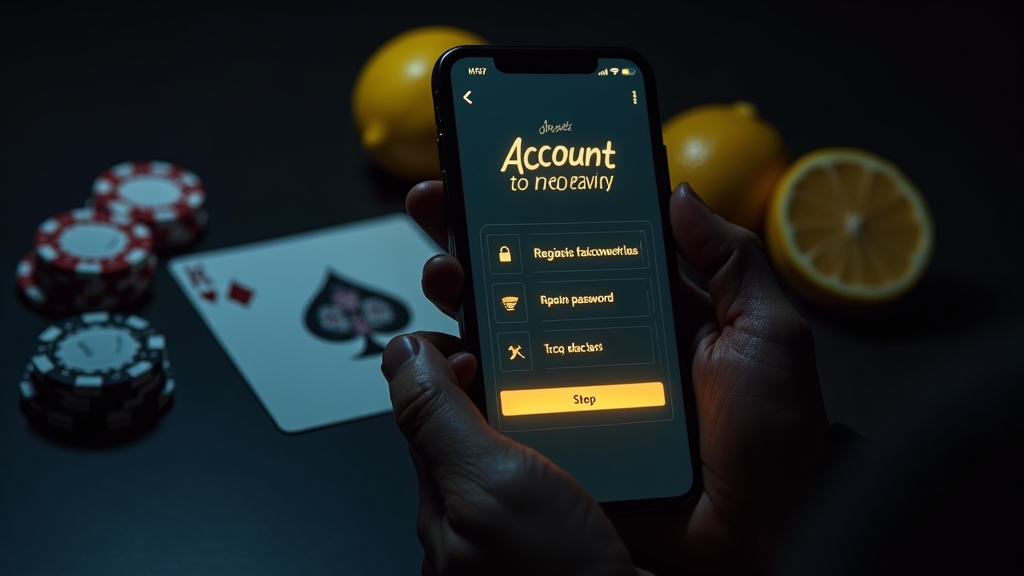 Password recovery screen glowing in a dark casino control room