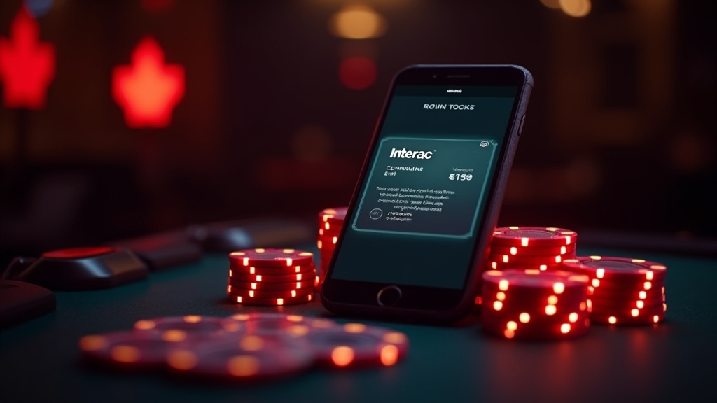 Canadian player confirming an Interac payment in a casino cashier