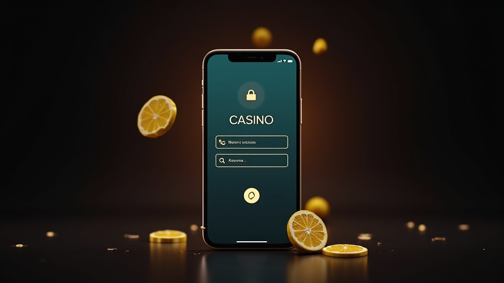 Mobile login and registration screens on a casino app in a dark setting